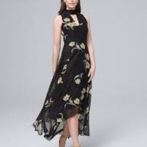 WHBM | Black Floral High-Low Maxi Dress